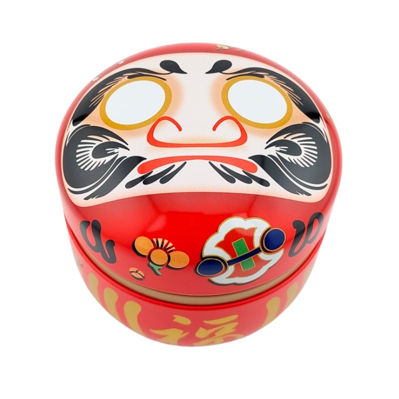 Lata Roja de Metal para Té Daruma