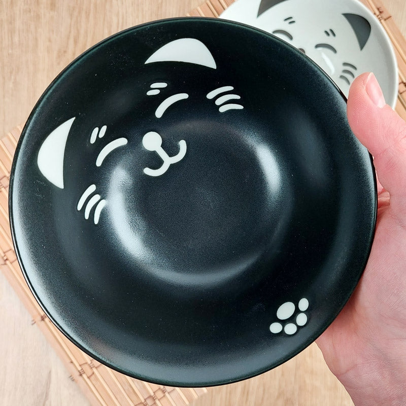 Cuenco japonés de ramen de cerámica - AO MANEKINEKO - motivo gato