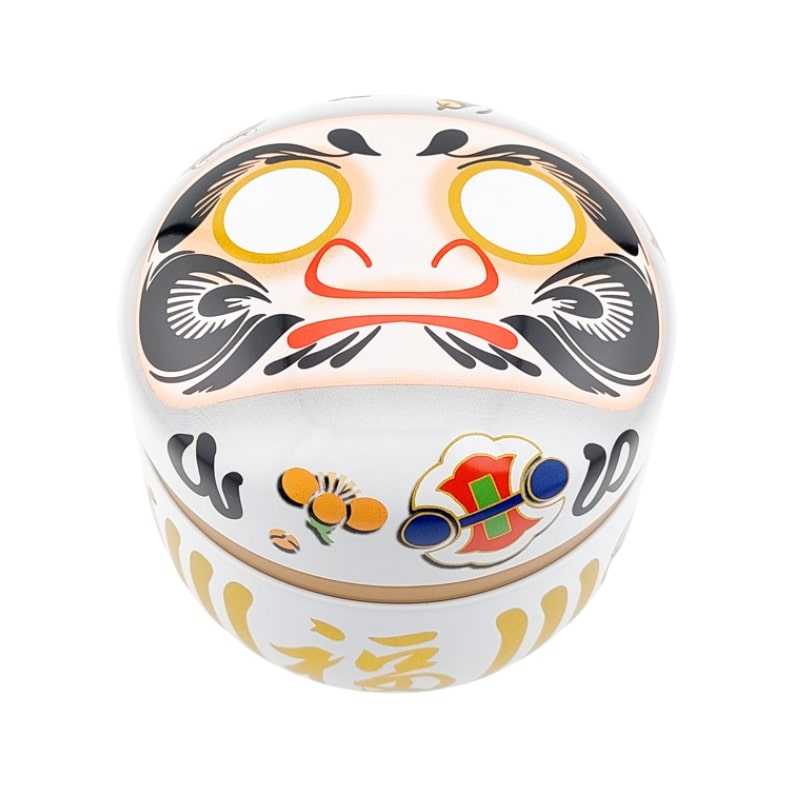 Lata Blanca de Metal para Té Daruma