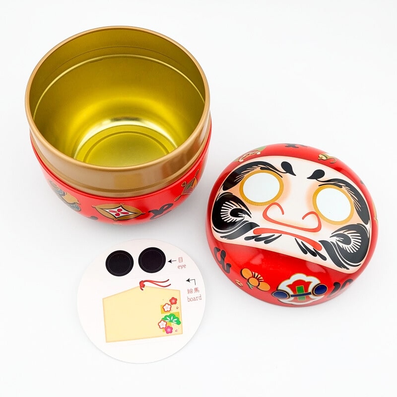 Lata Roja de Metal para Té Daruma