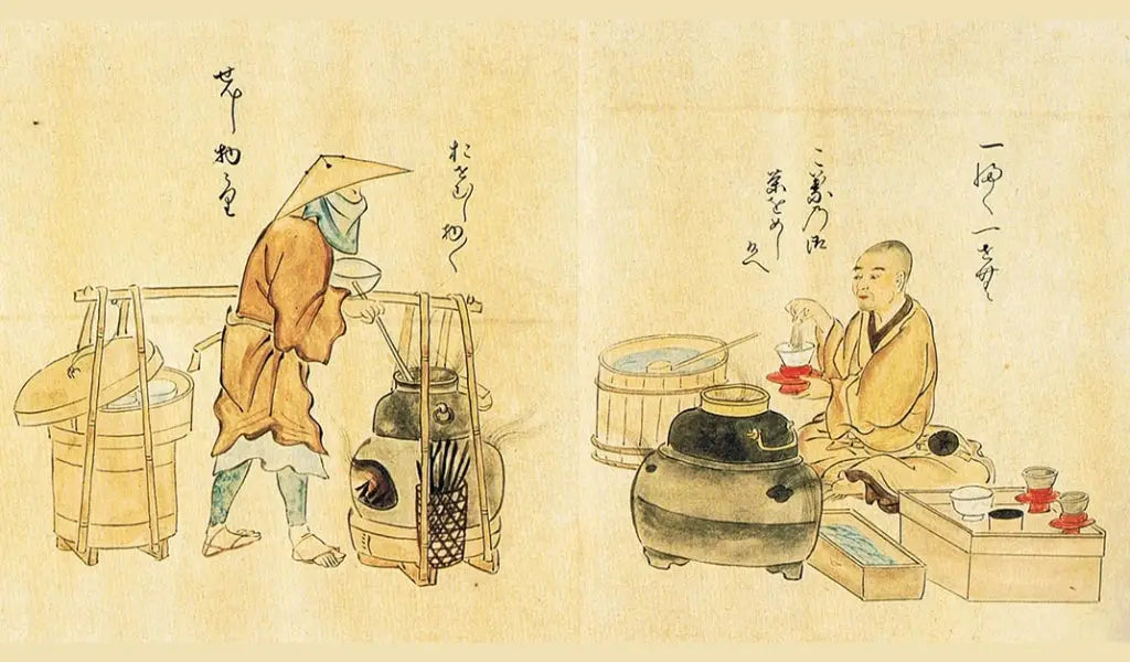 Monje japonés sirviendo té