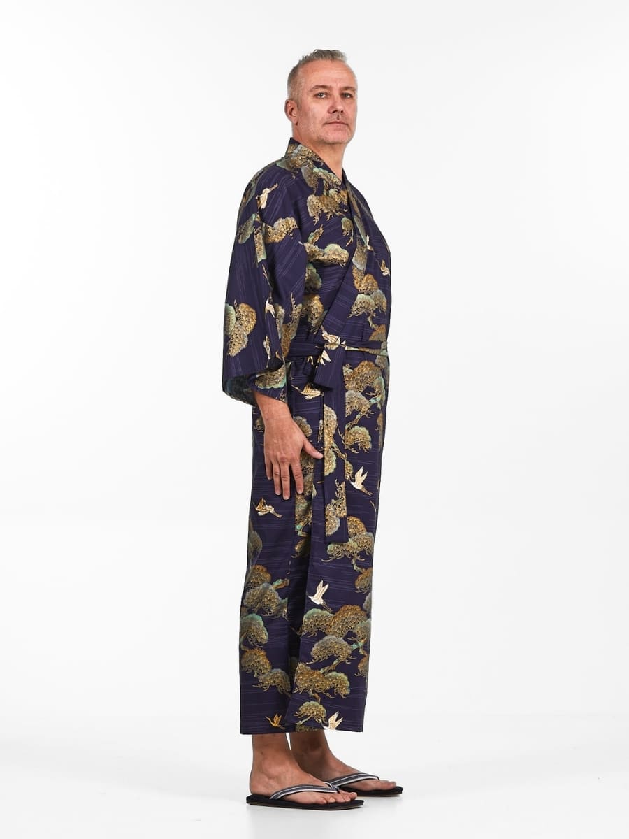 Kimono Japonés Grullas Pinos Hombre