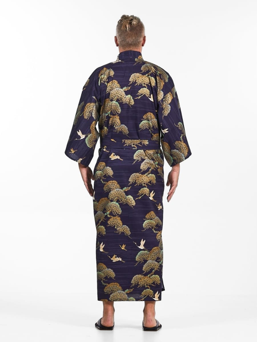 Kimono Japonés Grullas Pinos Hombre