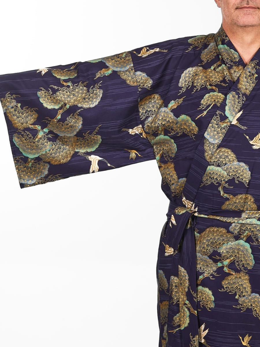 Kimono Japonés Grullas Pinos Hombre