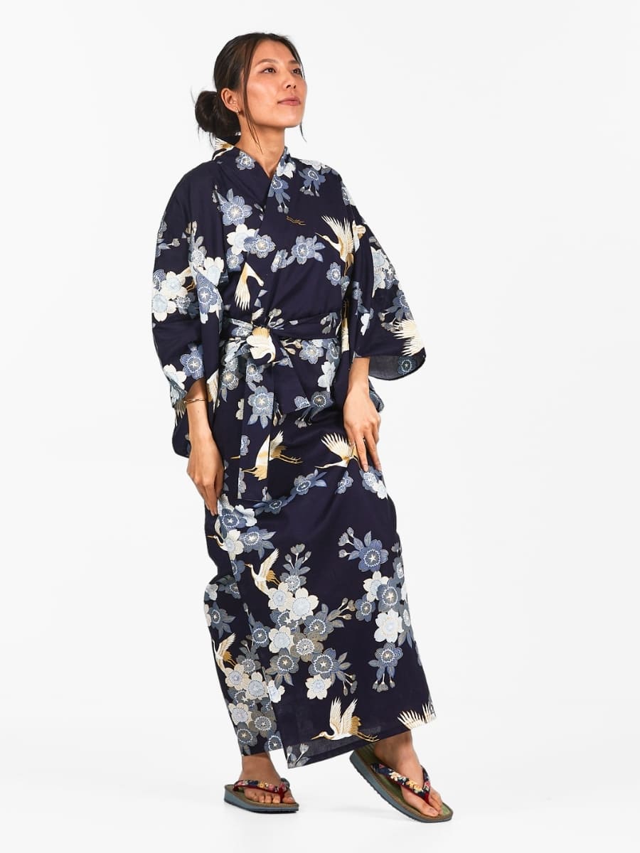 Yukata Kimono Sakura to Tsuru Mujer
