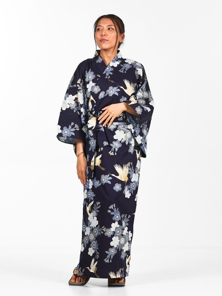 Yukata Kimono Sakura to Tsuru Mujer