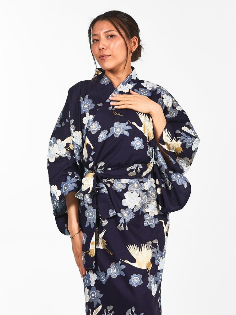 Yukata Kimono Sakura to Tsuru Mujer