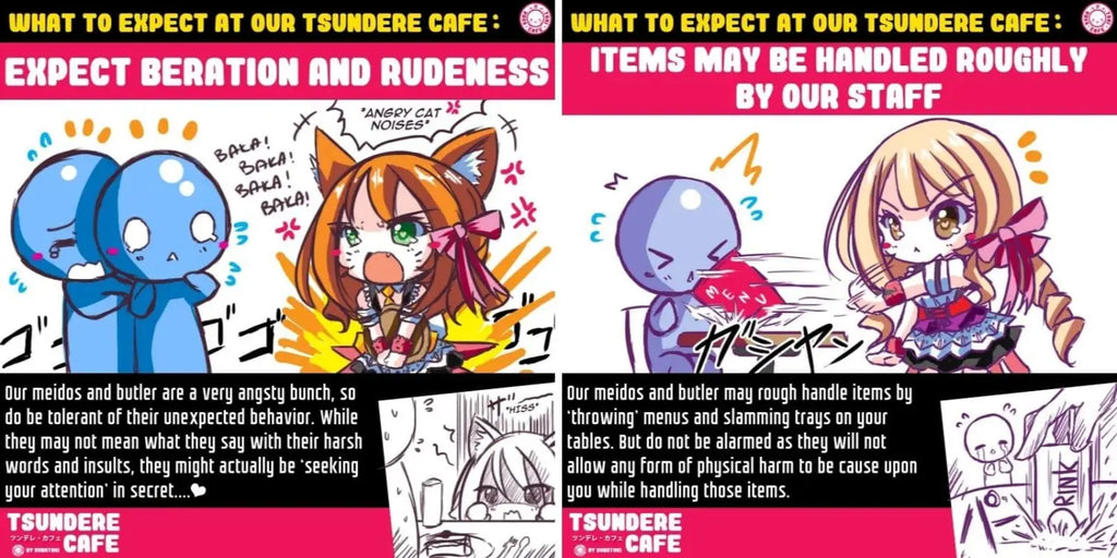 Carteles en una cafetería Tsundere