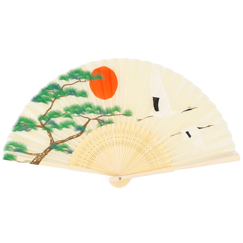 Abanico de Grulla Japonesa y Pino