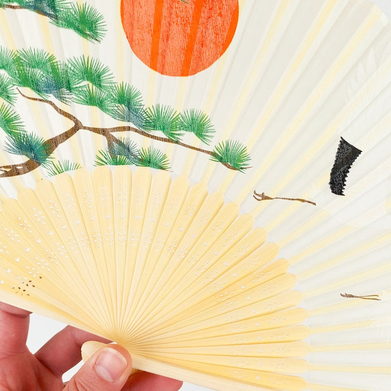 Abanico de Grulla Japonesa y Pino
