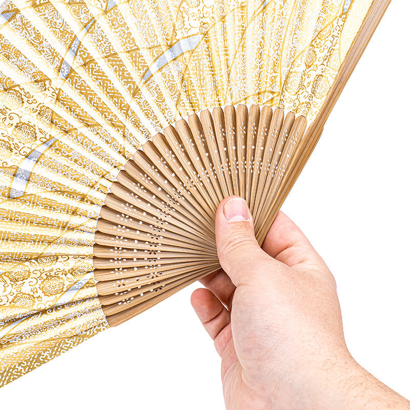 Abanico Japonés Mino Washi Dorado