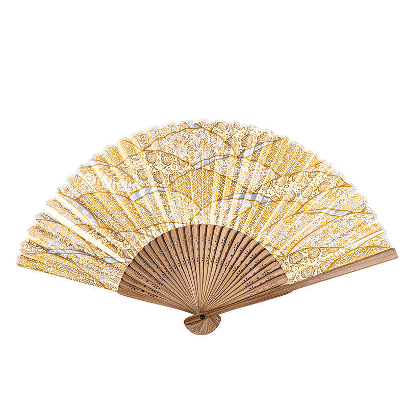 Abanico Japonés Mino Washi Dorado