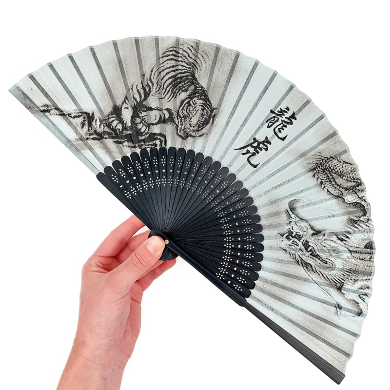 Abanico Japonés Tigre y Dragón
