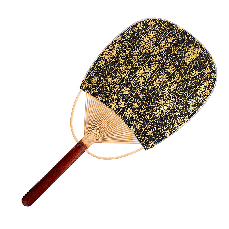Abanico japonés Uchiwa Washi dorado