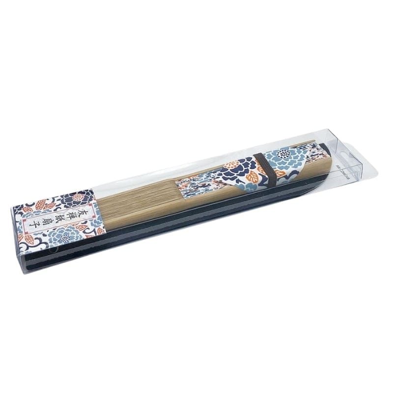 Abanico Japonés Yuzen Botan Azul