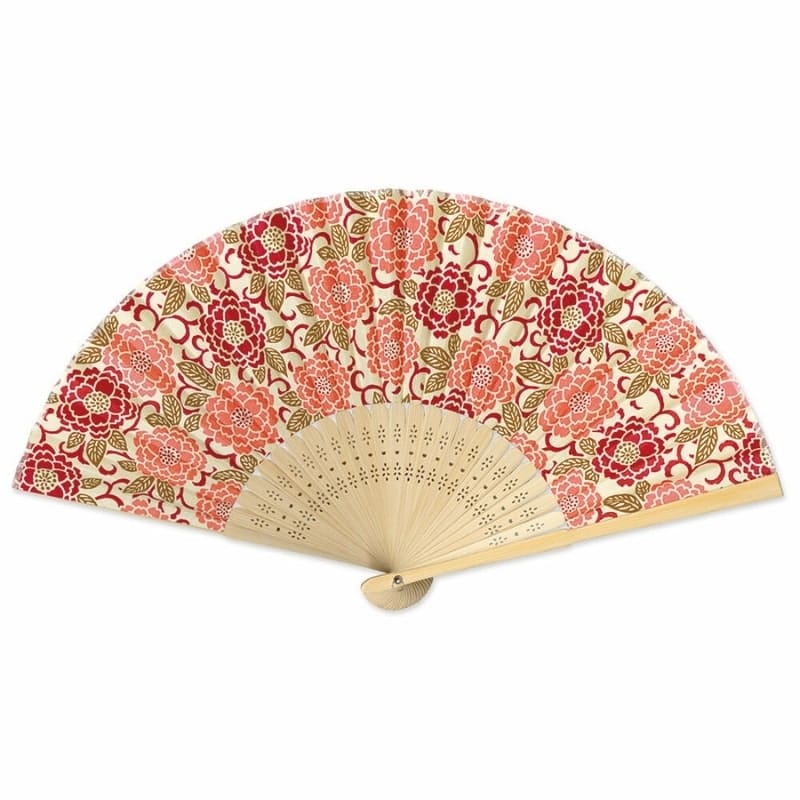 Abanico Japonés Yuzen Botan Naranja