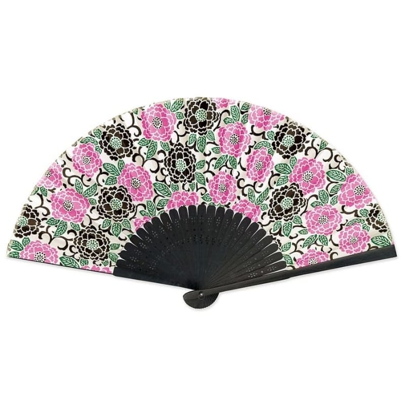 Abanico Japonés Yuzen Botan Rosa
