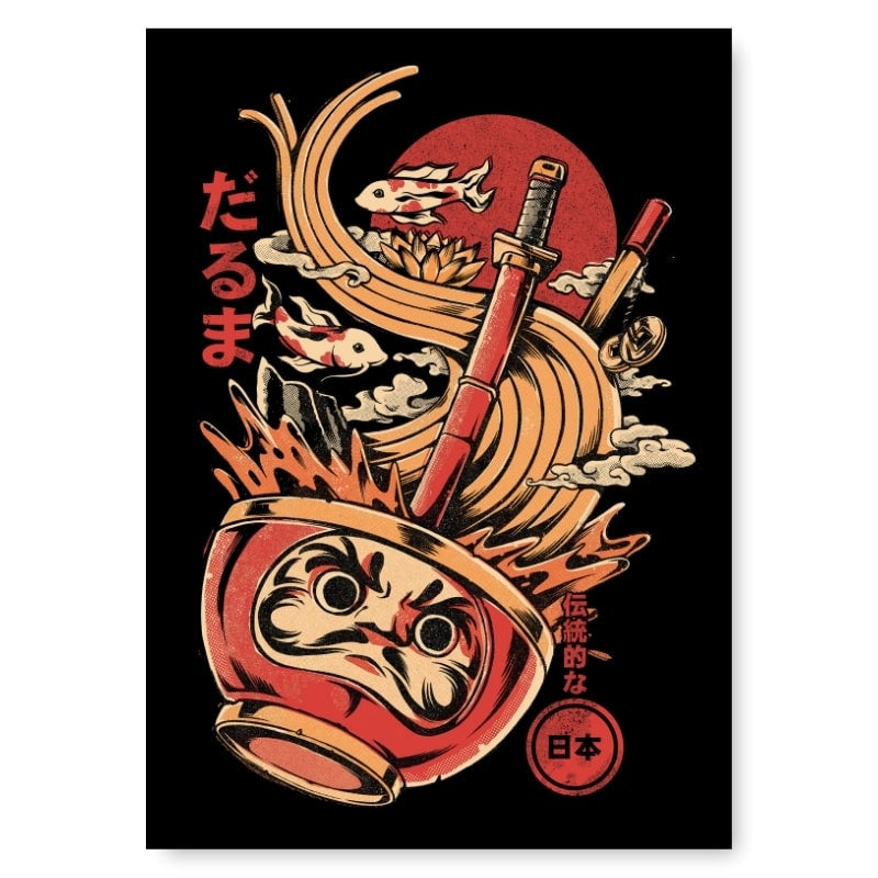 Cartel japonés Daruma Ramen - A3