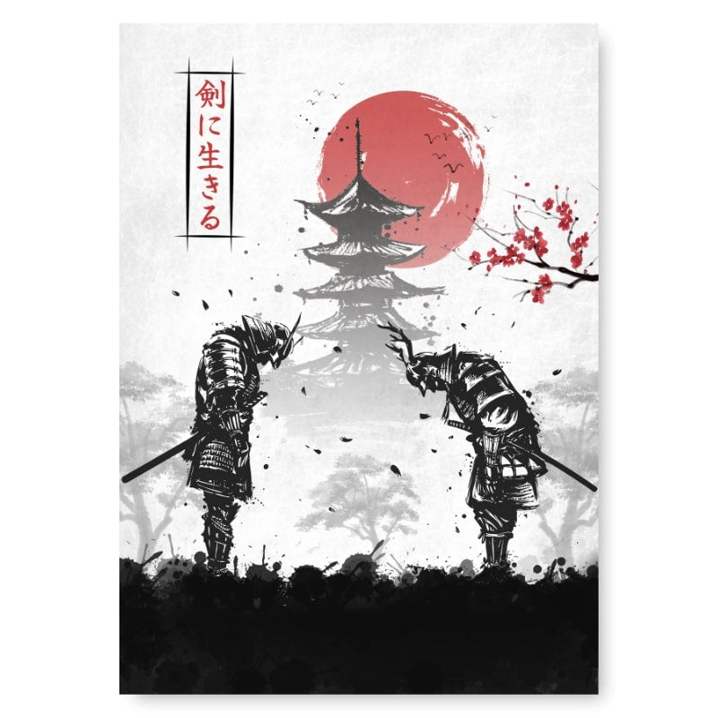 Póster Duelo de samuráis japoneses - A3