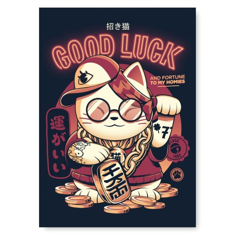 Póster japonés de Maneki Neko - A3