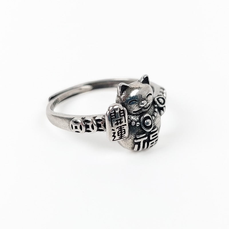 Anillo de plata Maneki Neko