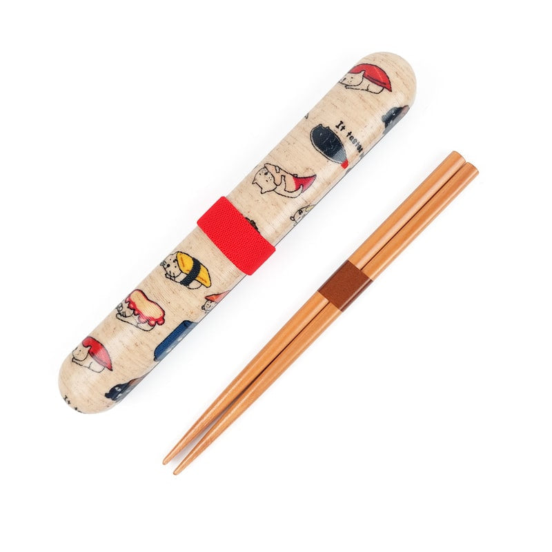 Juego de palillos japoneses y caja Sushi Cat