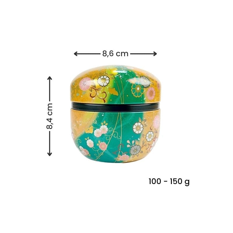 Boîte à Thé Ronde Or et Vert