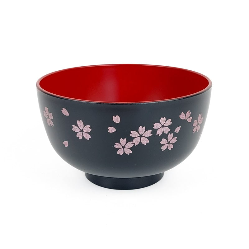 Tazón de sopa japonesa Sakura negro