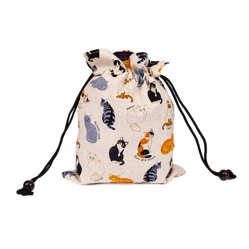 Bolsa Japonesa de Tela con Motivo de Gatos