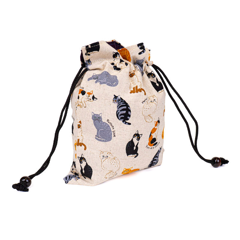 Bolsa Japonesa de Tela con Motivo de Gatos