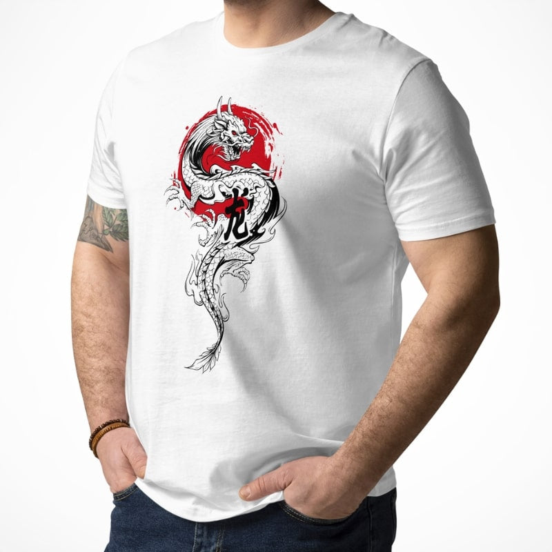 Camiseta Japonesa Dragón y Sol