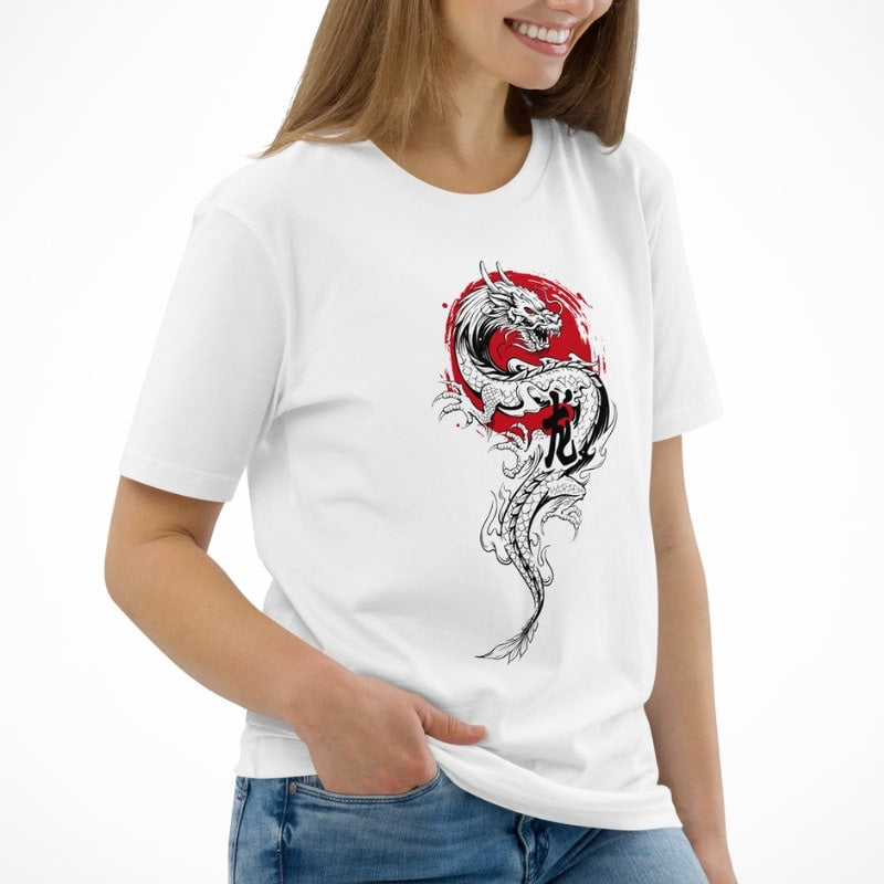 Camiseta Japonesa Dragón y Sol