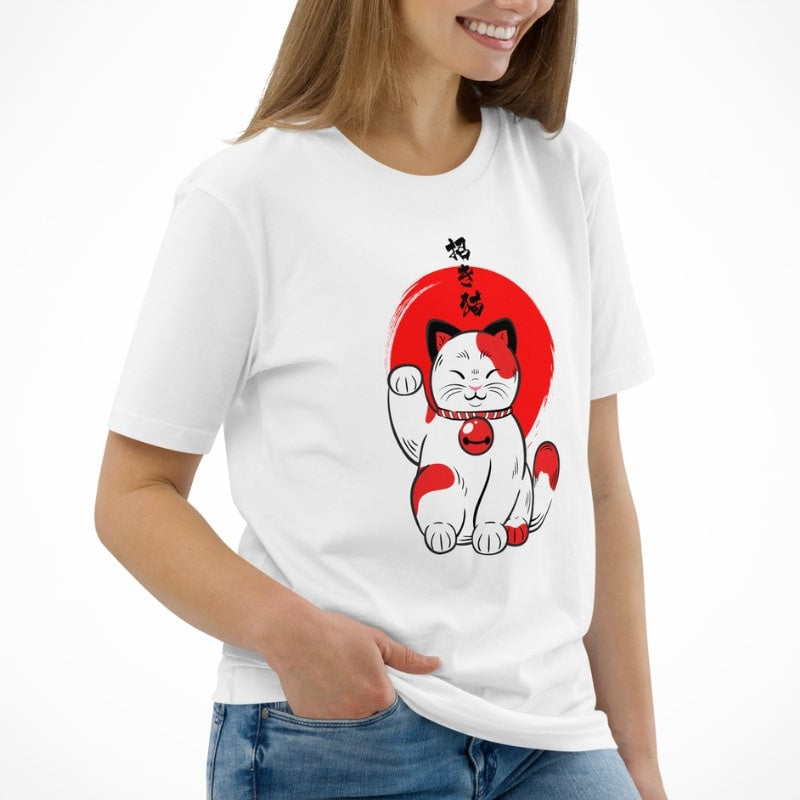Camiseta Japonesa Gato Suerte