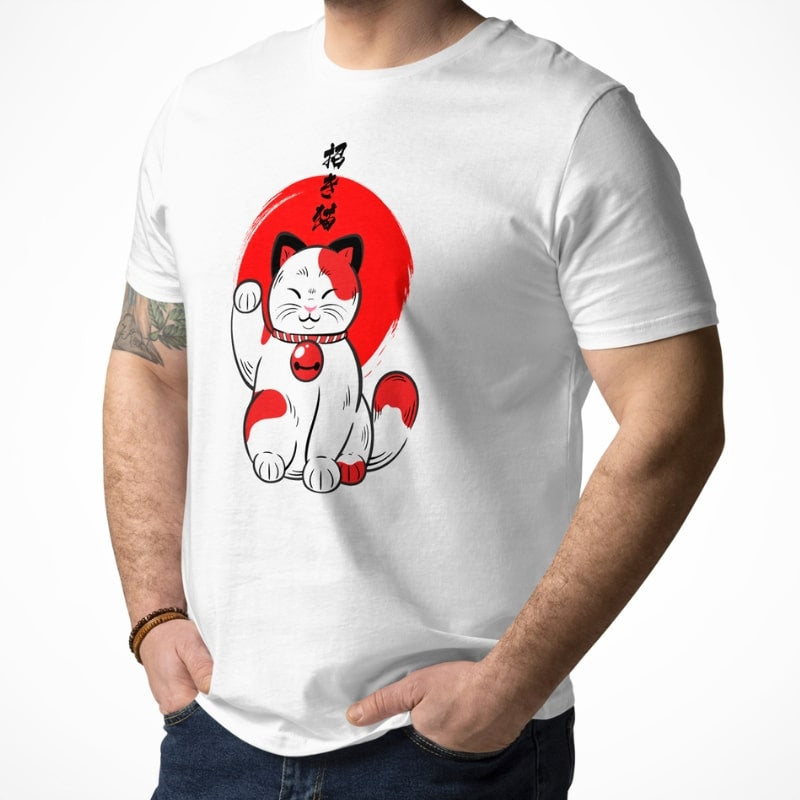 Camiseta Japonesa Gato Suerte