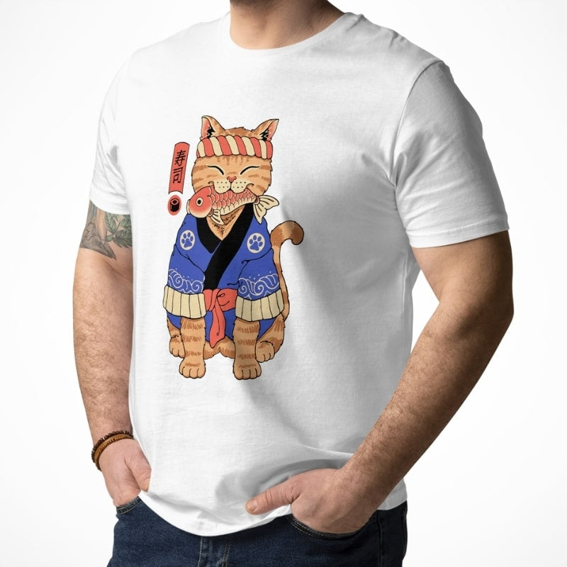 Camiseta Japonesa Neko Maestro Sushi