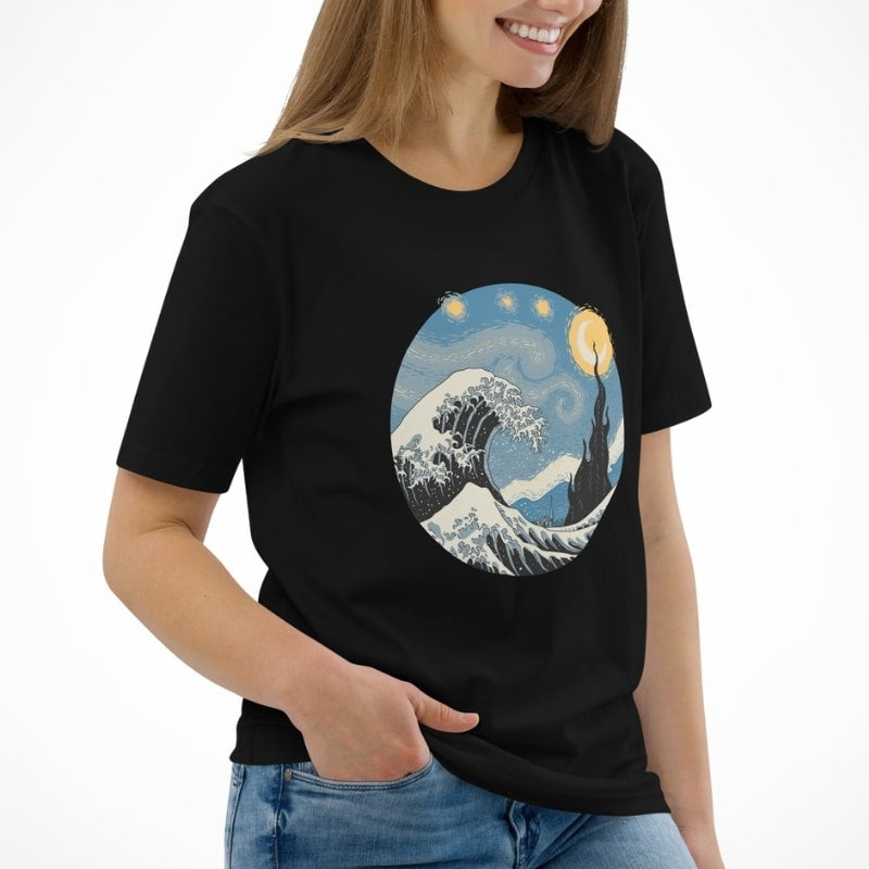 Camiseta Japonesa Ola & Noche Estrellada