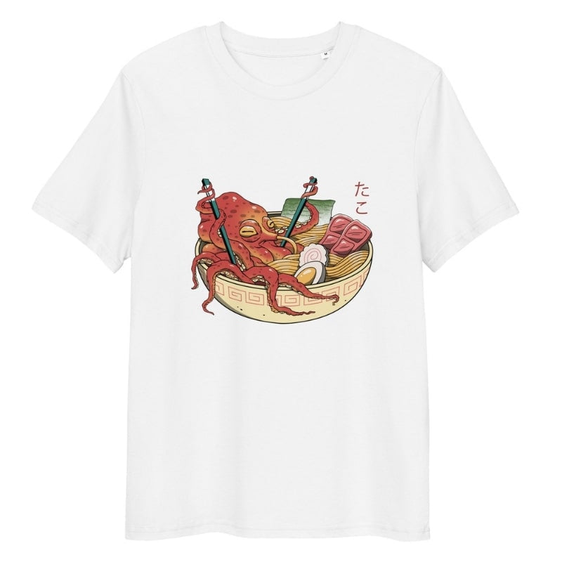 Camiseta Japonesa Pulpo Ramen S / Blanco