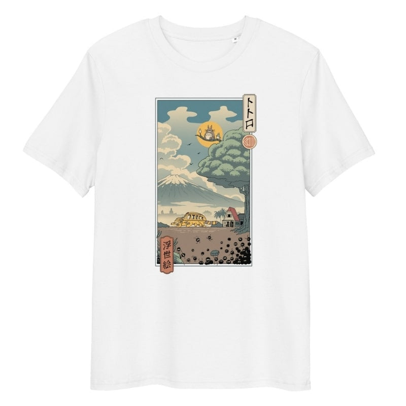 Camiseta Japonesa Ukiyo-e Guardianes Del Bosque S / Blanco