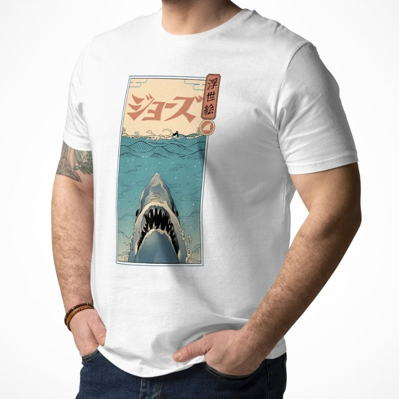 Camiseta Japonesa Ukiyo-e Shark Attack
