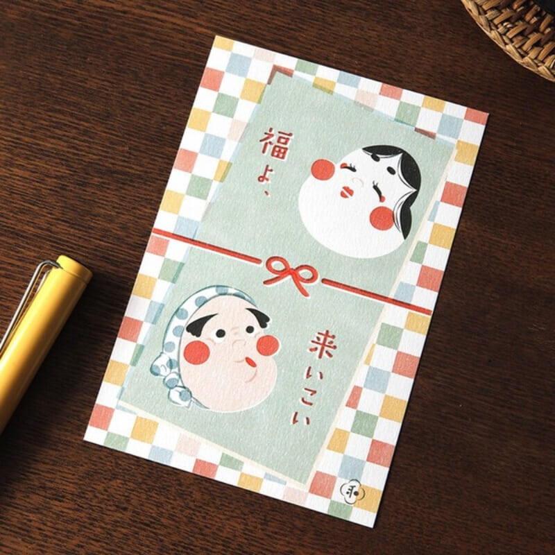 Postal japonesa Otafuku & Hyottoko
