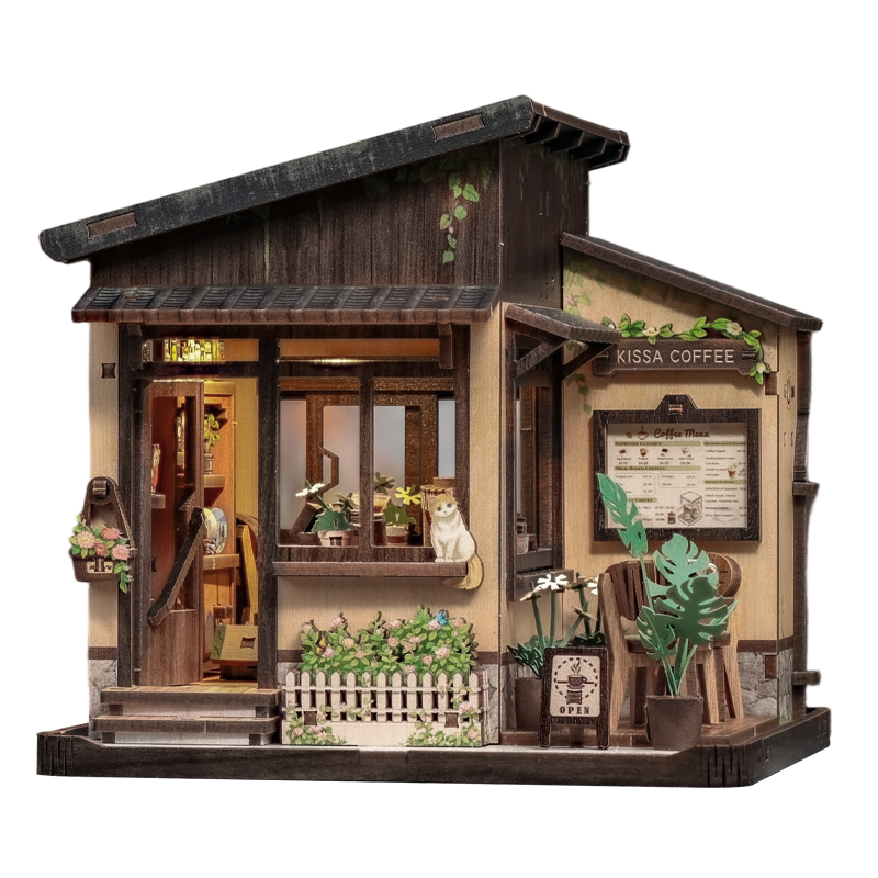 Casa Miniatura Japonesa De Madera Kissa Coffee