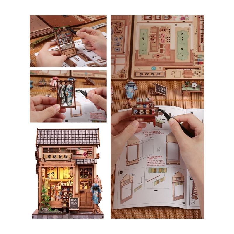 Casa Miniatura Japonesa De Madera Sakura Kimono Shop