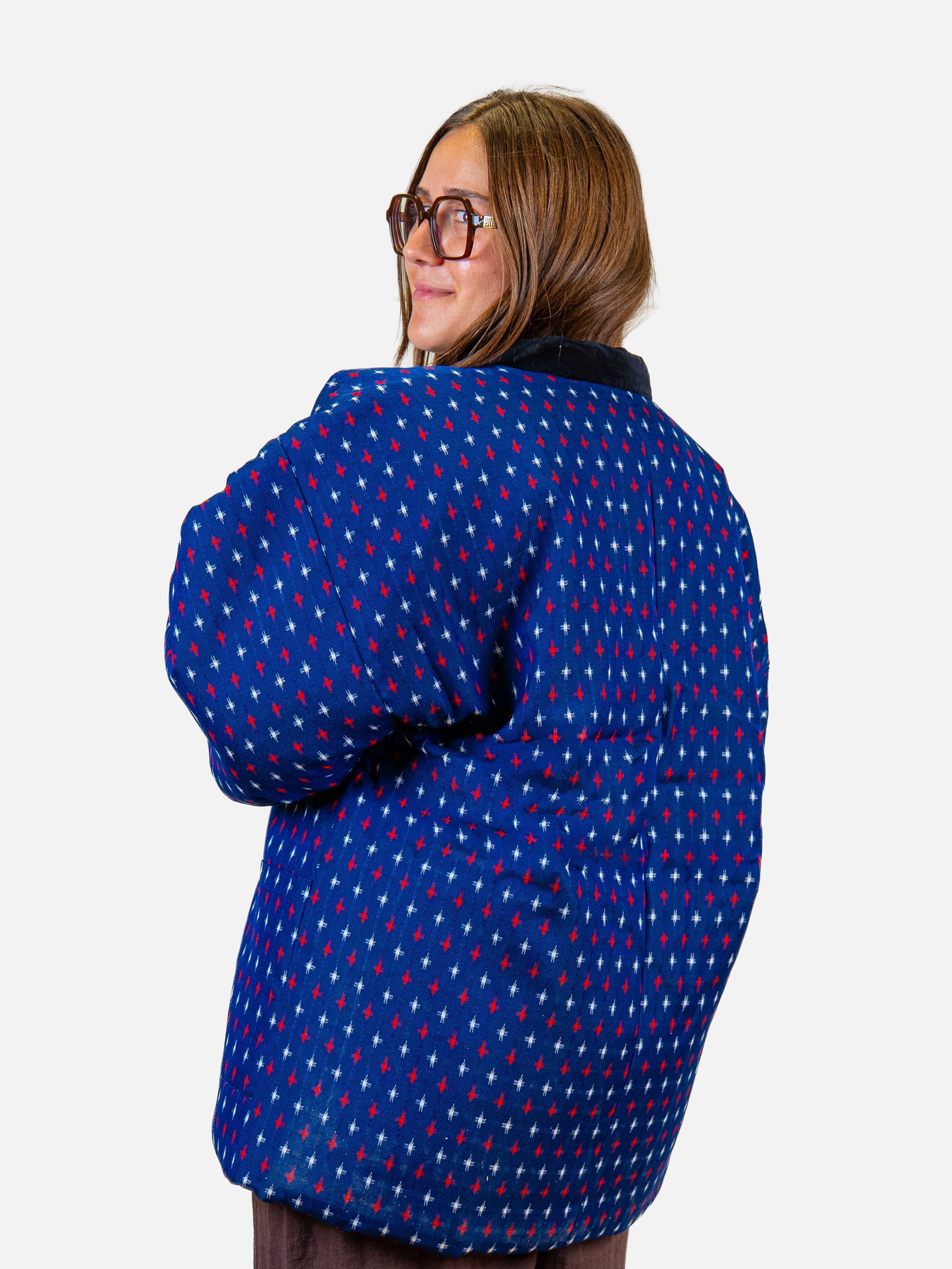 Chaqueta Hanten Mujer – Kasuri Azul