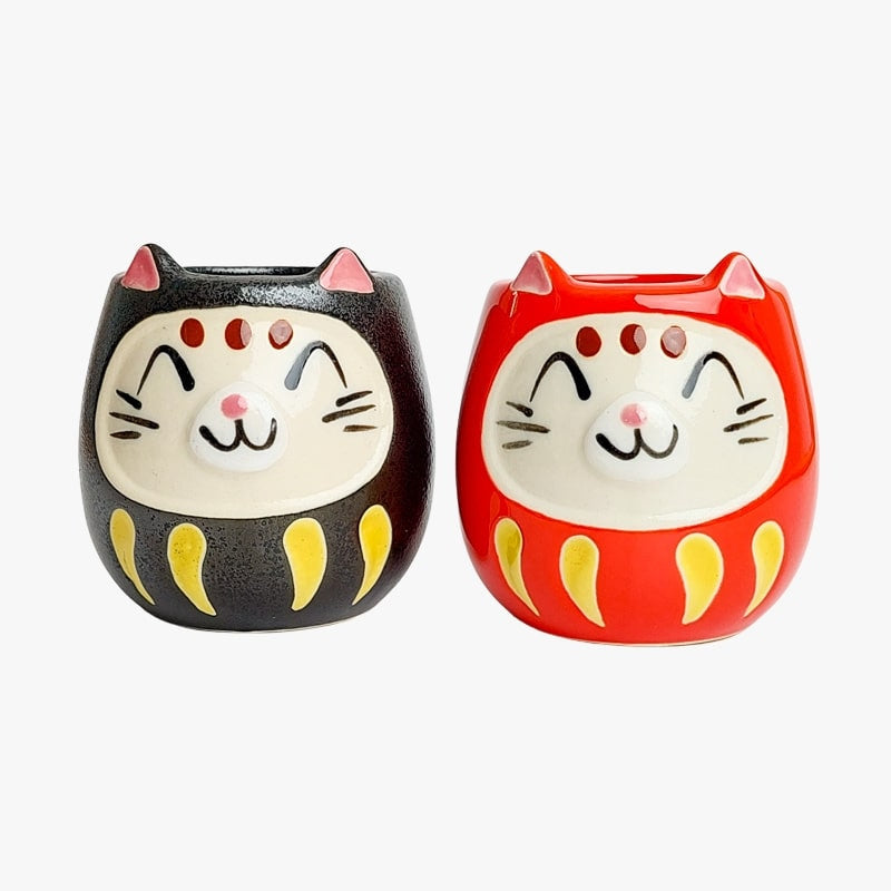 Juego de tazas japonesas Daruma Cat