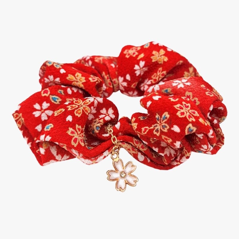 Coletero Japonés Scrunchie Rojo