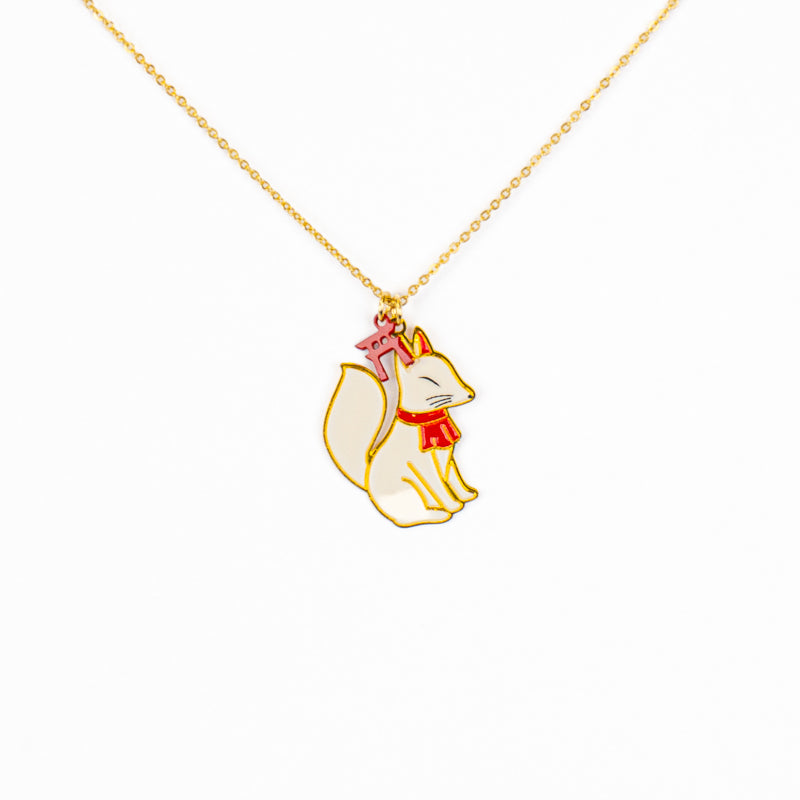 Collar japonés con colgante de kitsune guardián