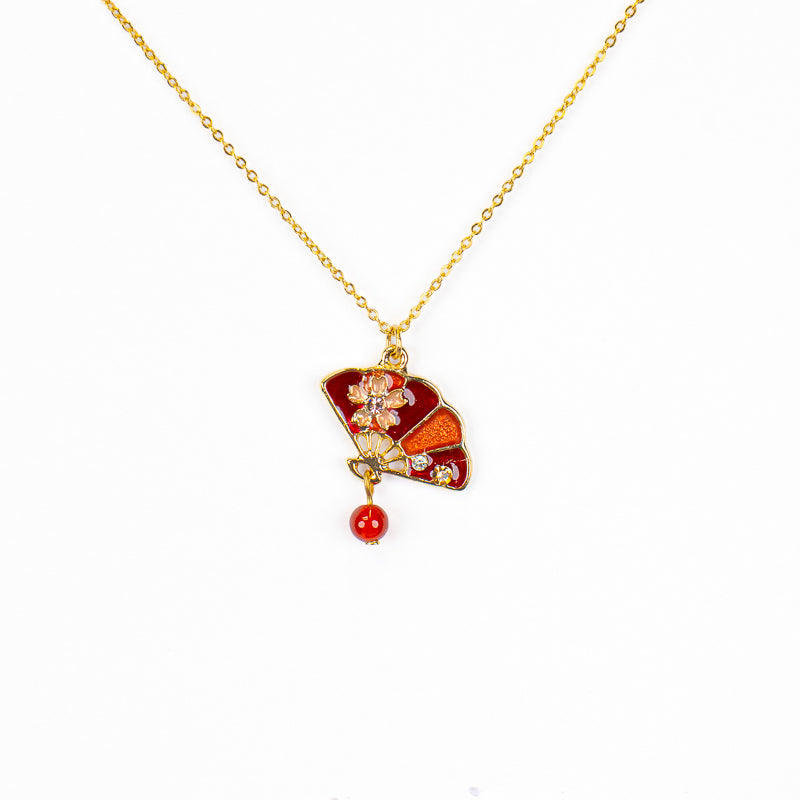 Collar japonés con colgante Sensu rojo