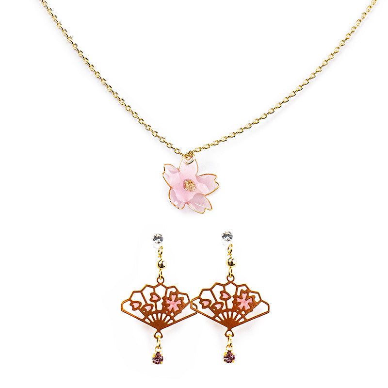Conjunto Japonés de Pendientes y Collar - Hanami