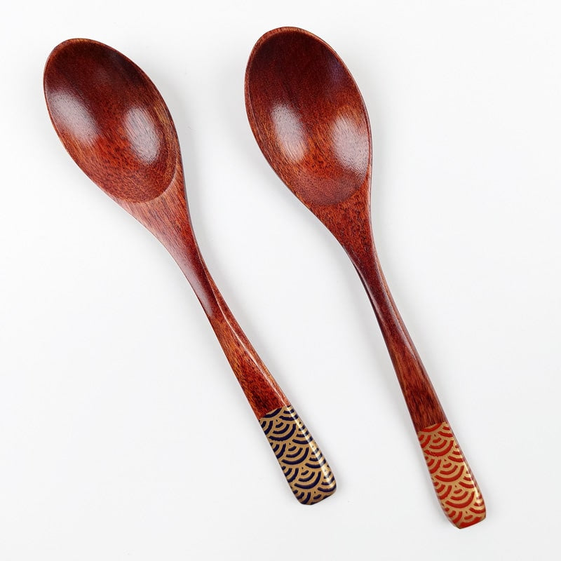 Cuchara Japonesa de Madera Seigaiha - Roja