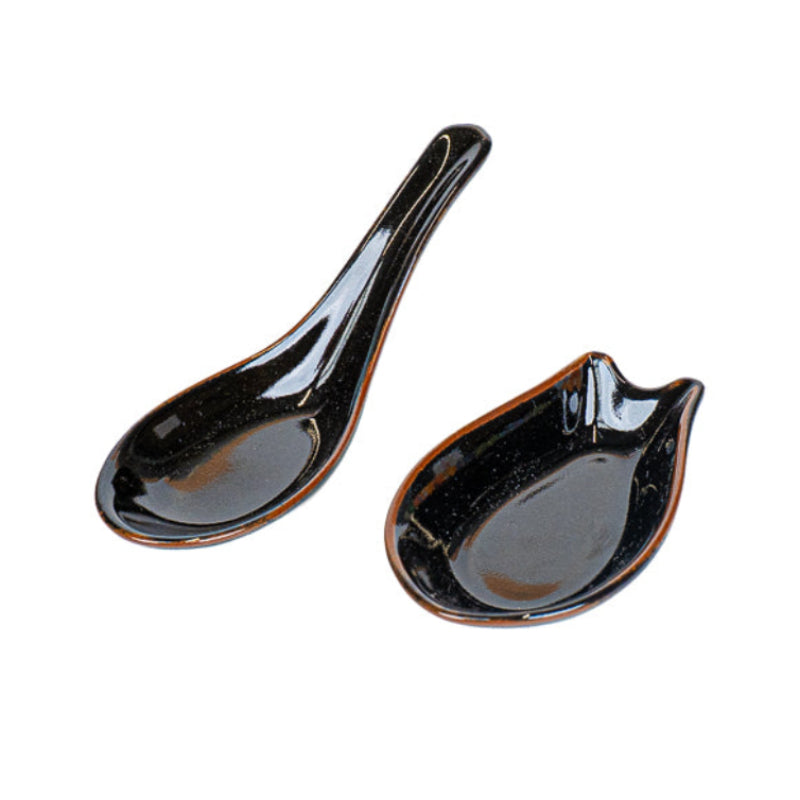 Cuchara Japonesa para Ramen con Soporte - Negra